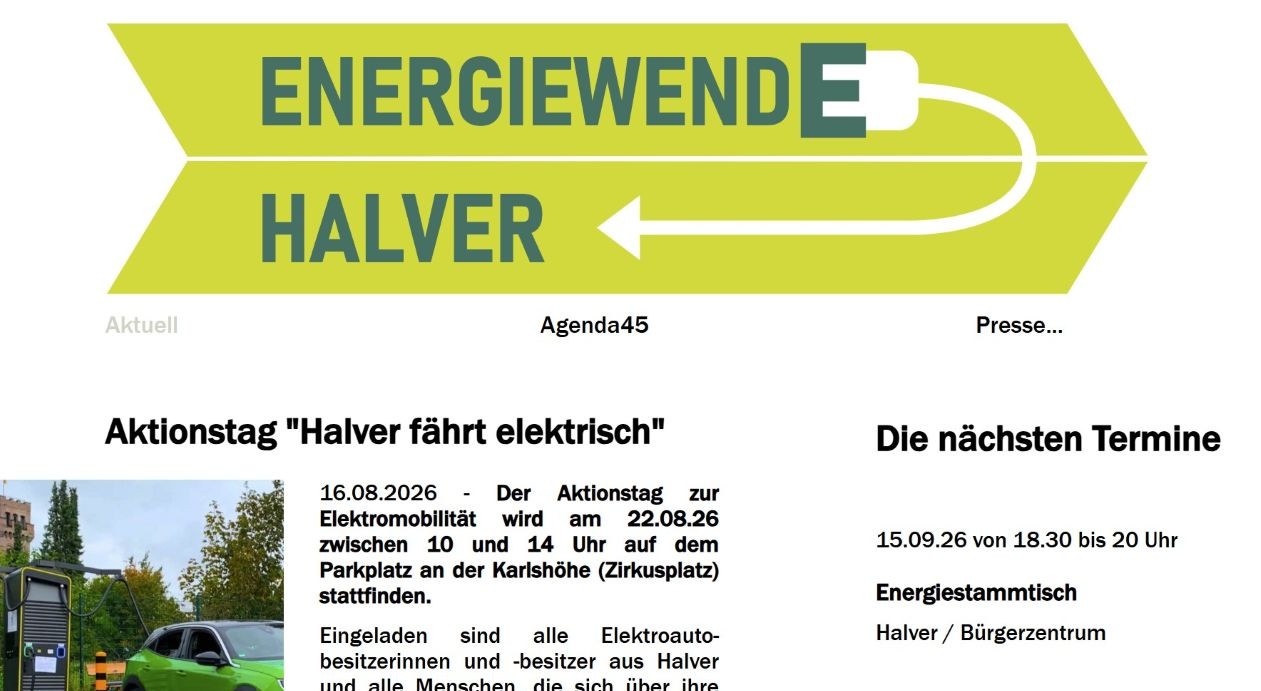 Sreenshot der Webseite energiewende-halver.info