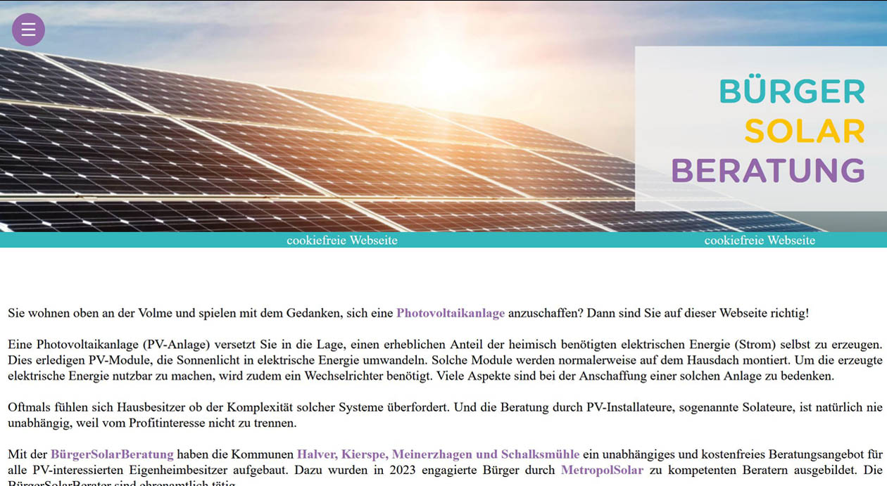 Sreenshot der Webseite bürgersolar.info